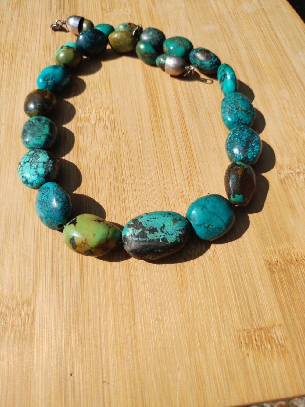 Jay King DTR Chunky Hubei Turquoise nugget necklace 925 Sterling Silver - Picture 6 of 8